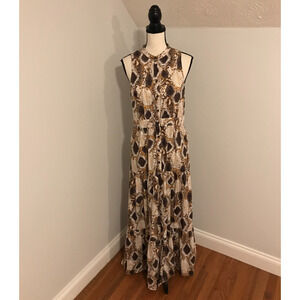 Anthropologie Maeve Snake-Printed Sleeveless Maxi Dress - Size 10
